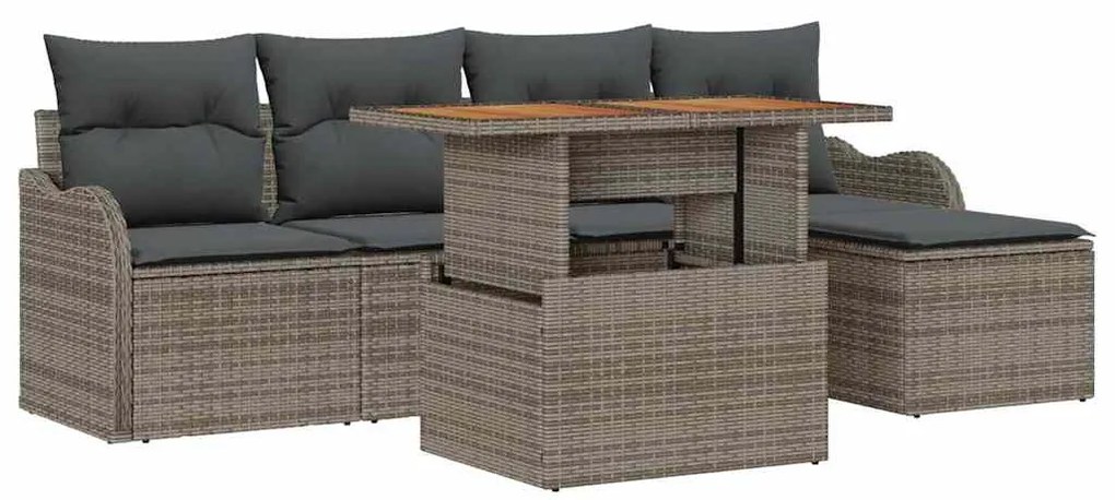 vidaXL Σετ Καναπέ Κήπου με μαξιλάρι 6 pcs Γκρι