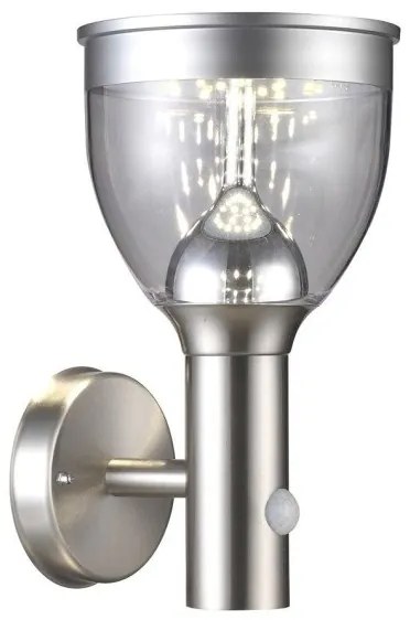 Ηλιακό Φωτιστικό Τοίχου Απλίκα LED 6W Ασημί Ανιχνευτής Κίνησης IP44 33435 Globo Lighting-33435-Ασημί 33435