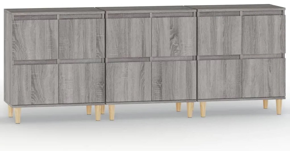 vidaXL Ντουλάπι 3 τεμ. Γκρι Sonoma 60x35x70 εκ. από Επεξεργασμένο Ξύλο