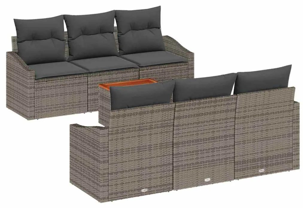 vidaXL Σετ Καναπέ Κήπου με μαξιλάρι 7 pcs Γκρι Πολυ ράταν