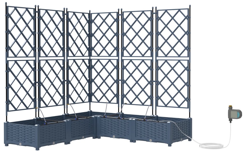 vidaXL Γλάστρες Κήπου 1 τεμ Καφασωτό Γκρι 120 x 120 x 126 cm Πλαστικό