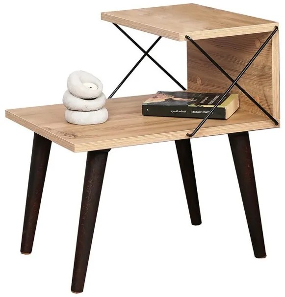 Βοηθητικό τραπέζι-κομοδίνο Gather Pakoworld sonoma-καρυδί 50x40x55εκ 071-001532-071-001532-Καφέ 071-001532