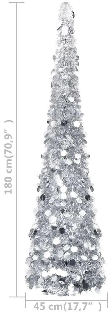 vidaXL Χριστουγεννιάτικο Δέντρο Τεχνητό Pop-Up Ασημί 180 εκ. από PET