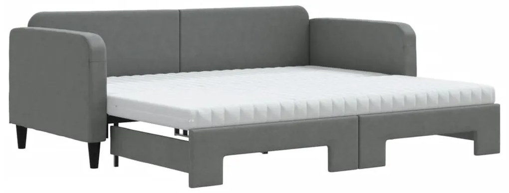 vidaXL Καναπές Κρεβάτι Συρόμενος Σκούρο γκρι 90x190 εκ Ύφασμα Στρώματα
