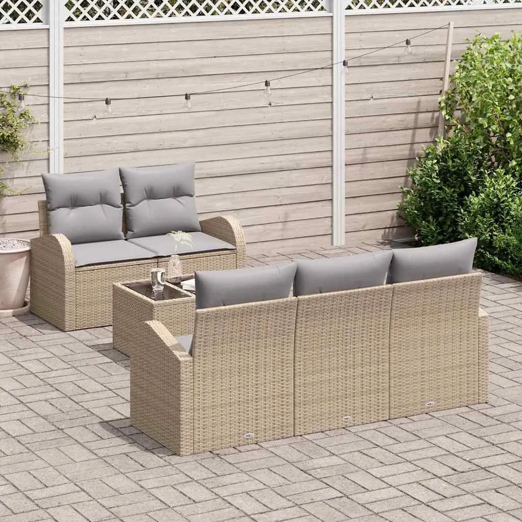 vidaXL Σετ Καναπέ Κήπου 6 pcs Μπεζ 55 x 55 x 37 εκ Πολυ ράταν