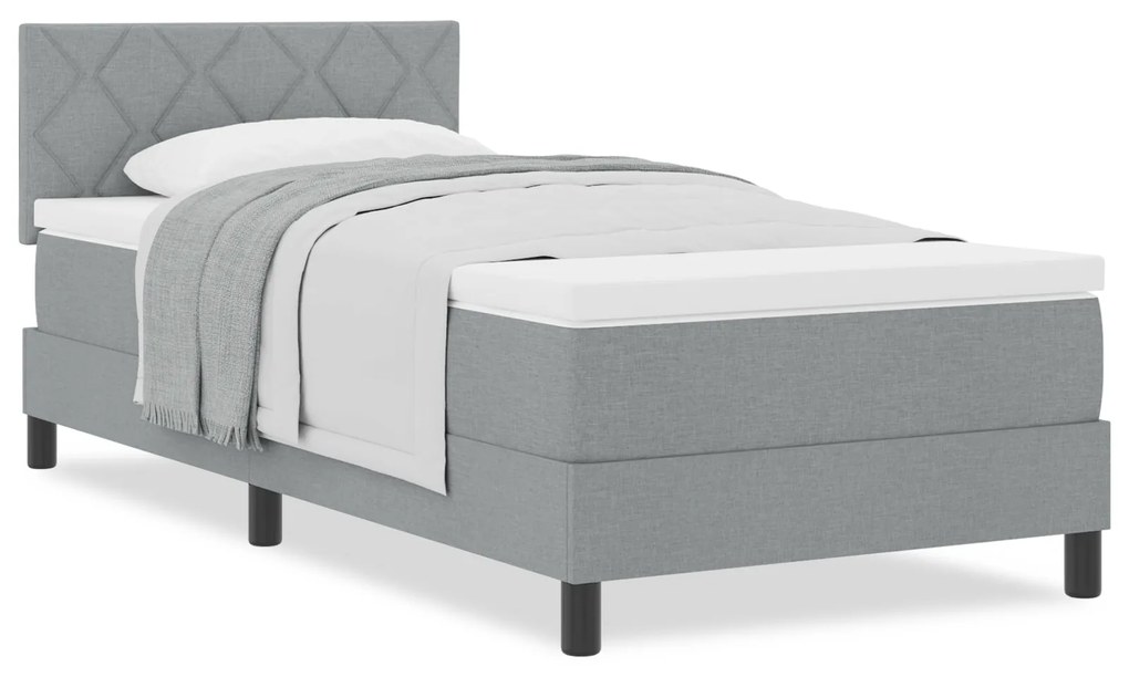 vidaXL Box Spring Bed με Στρώμα Ανοιχτό Γκρι 100x200 εκ. Ύφασμα