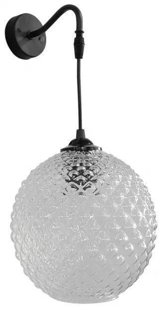 Heronia Φωτιστικό Τοίχου Φ20cm 1xE27 S-5010-20AP Μαύρο-Διαφανές 02-0225