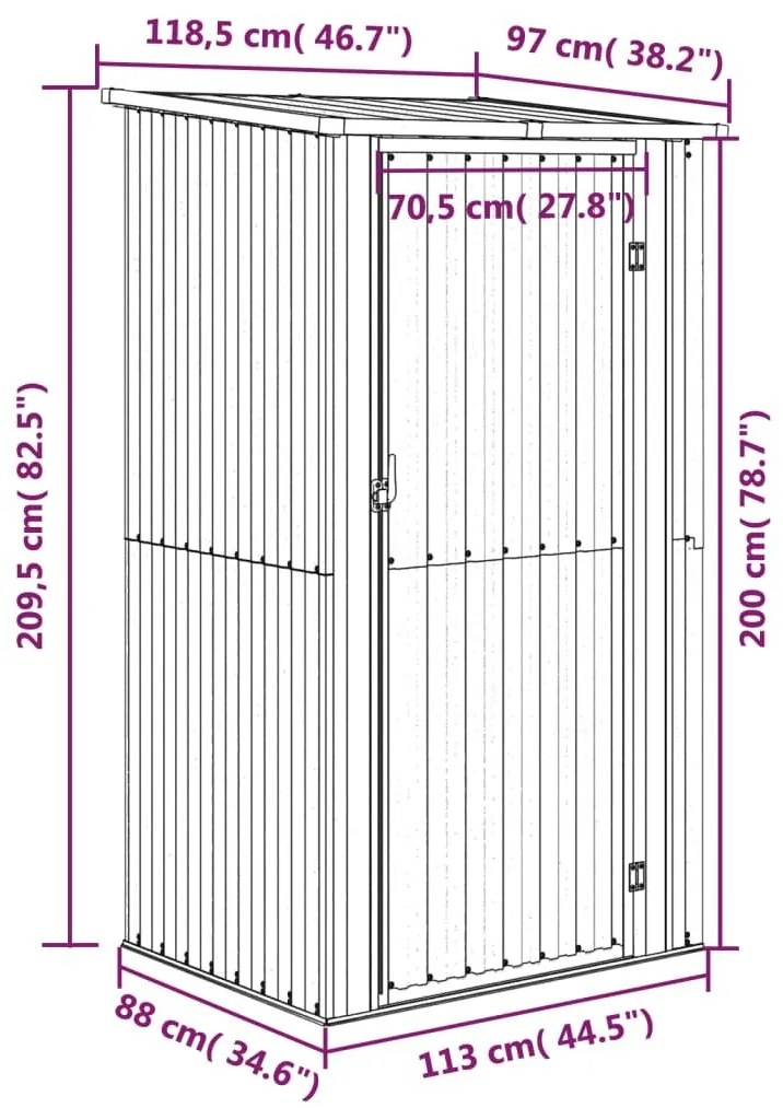 Αποθήκη Κήπου Πράσινη 118,5x97x209,5 εκ. Γαλβανισμένο Ατσάλι - Πράσινο