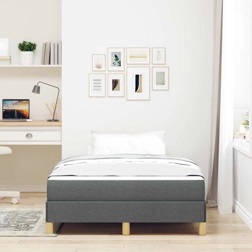 vidaXL Κρεβάτι με ελατήρια Σκούρο γκρι, Καφέ 120 x 190 cm
