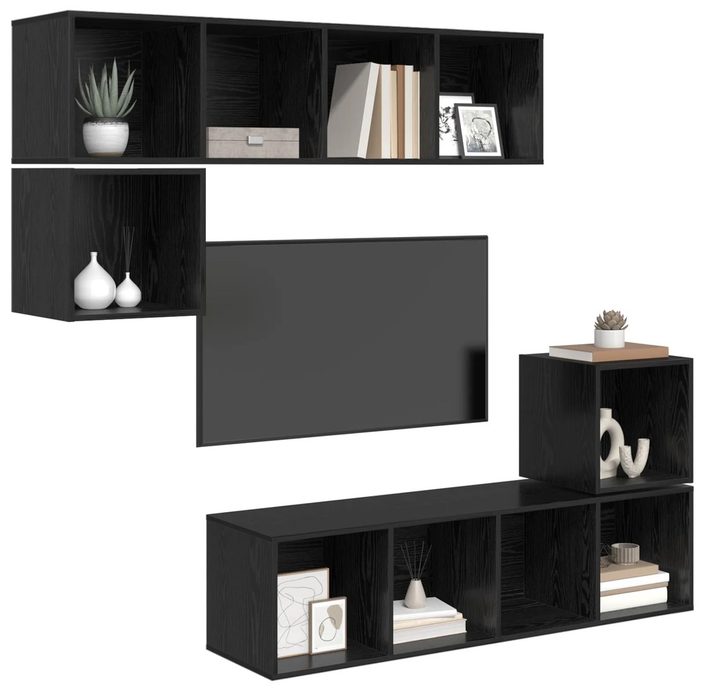 vidaXL Σετ επίπλου τηλεόρασης 4 pcs Μαύρη δρυς 37 x 37 x 142.5 εκ
