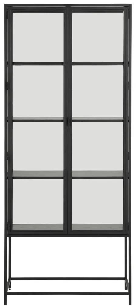Βιτρίνα Oakland H145, Γκρι δρυς, Μαύρο, Με πόρτες, Ο αριθμός των θυρών: 2, 186x77x35cm, 54 kg | Epipla1.gr