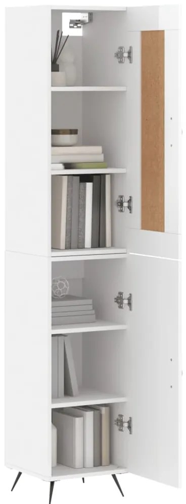 vidaXL Ντουλάπι Γυαλ. Λευκό 34,5 x 34 x 180 εκ. από Επεξεργασμένο Ξύλο