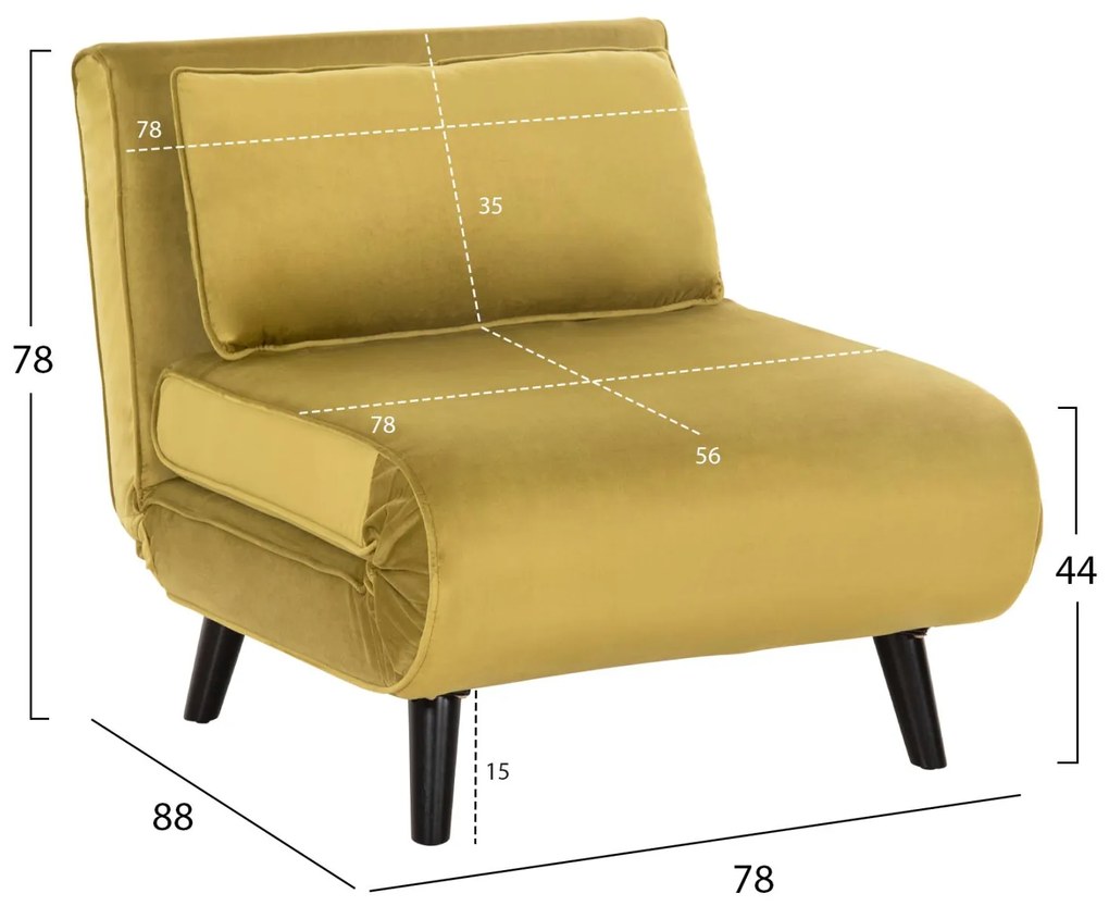 Πολυθρόνα - Κρεβάτι BRAXTON C8425.23 Λαδί Βελούδο 78x88x78Υ εκ. 78x88x78 εκ.