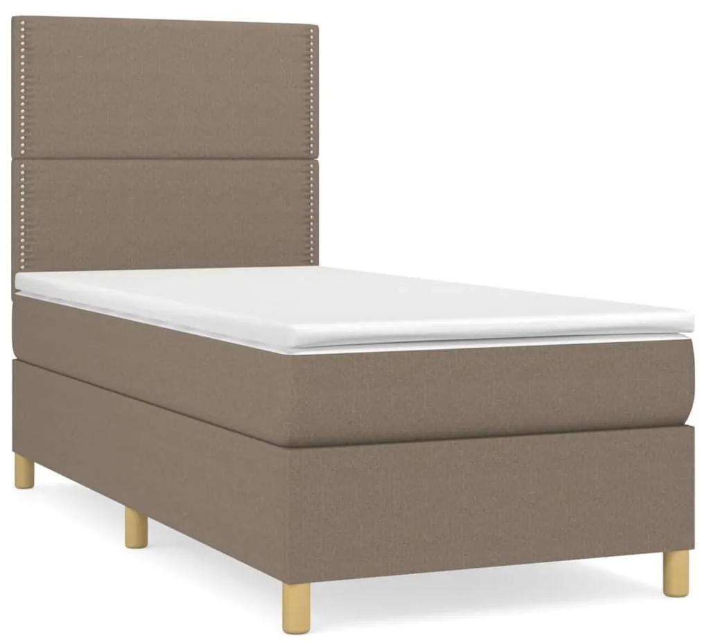 Κρεβάτι Boxspring με Στρώμα Taupe 90x190 εκ.Υφασμάτινο - Μπεζ-Γκρι