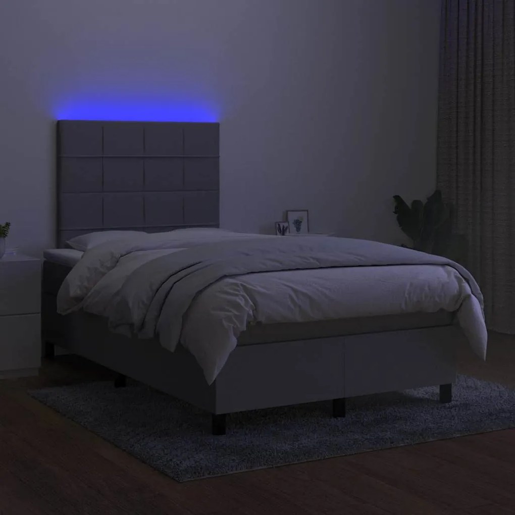 vidaXL Κρεβάτι Boxspring με Στρώμα & LED Αν.Γκρι 120x190εκ. Υφασμάτινο