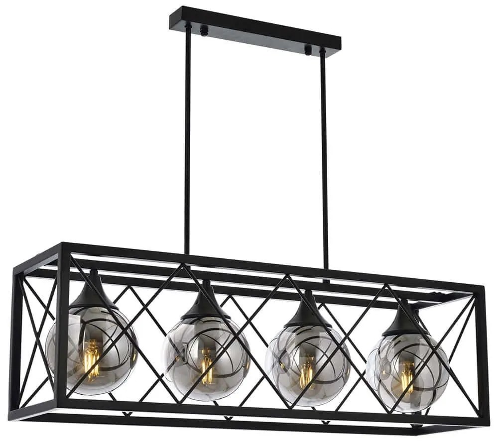 Φωτιστικό Οροφής - Ράγα 683AVN1414 80x25x80cm 4xE27 40W Black Opviq