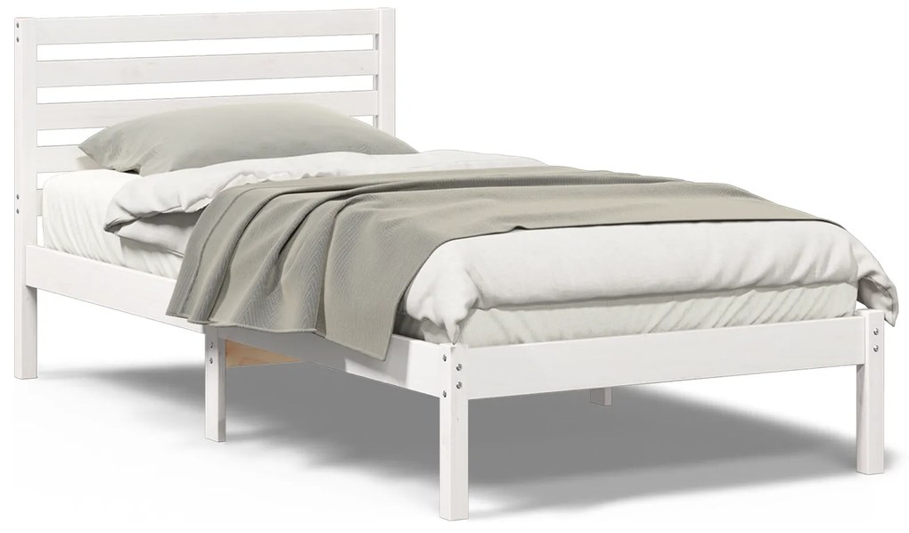 vidaXL Σκελετός Κρεβατιού Λευκό 75 x 190 cm Μασίφ ξύλο πεύκου