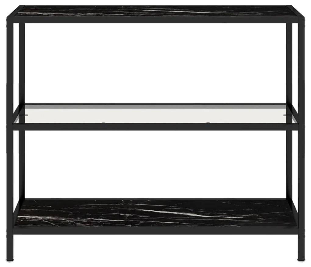 Ράφι Διαφανές και Μαύρο Μάρμαρο 100 x 36 x 90 εκ. Ψημένο Γυαλί - Μαύρο