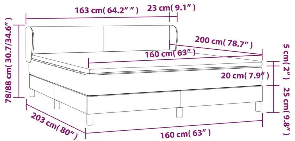 Κρεβάτι Boxspring με Στρώμα Σκούρο Μπλε 160x200 εκ. Βελούδινο - Μπλε