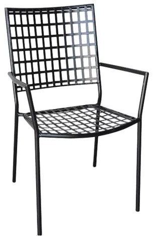 WOODWELL Ε5164,1CASTELLO Πολυθρόνα Μέταλλο Mesh Βαφή Μαύρο, Στοιβαζόμενη 57x62x89cm Ε5164,1