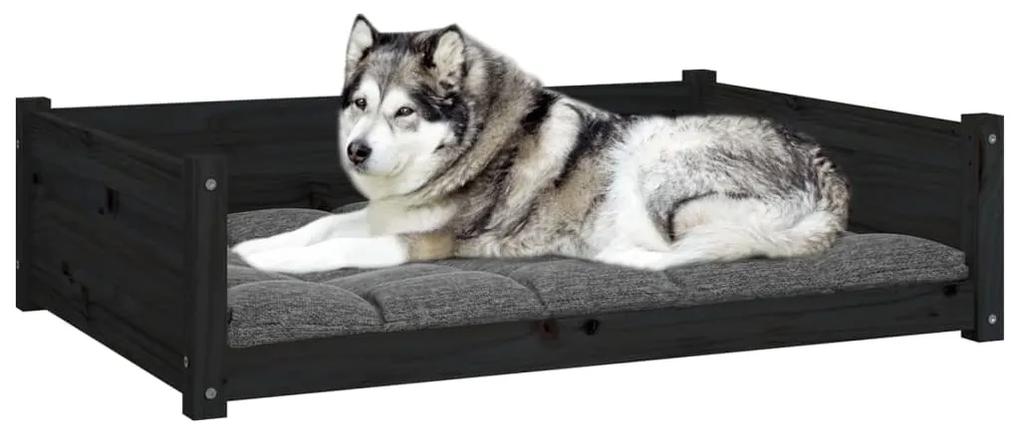 vidaXL Κρεβάτι Σκύλου Μαύρο 105,5x75,5x28 εκ. από Μασίφ Ξύλο Πεύκου