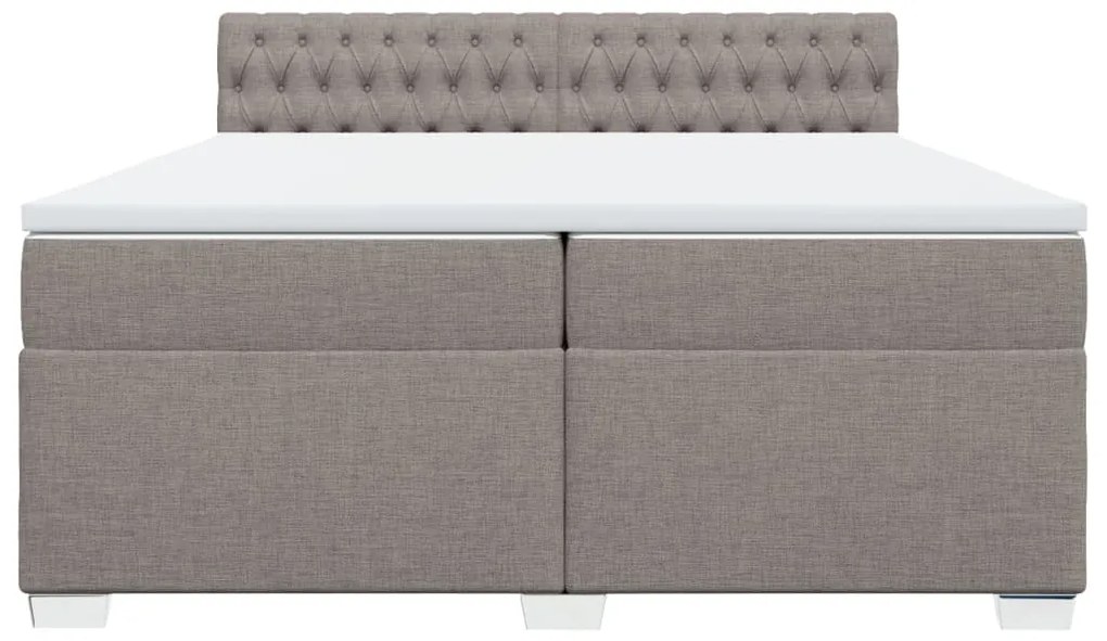 Κρεβάτι Boxspring με Στρώμα Taupe 200x200 εκ. Υφασμάτινο - Μπεζ-Γκρι