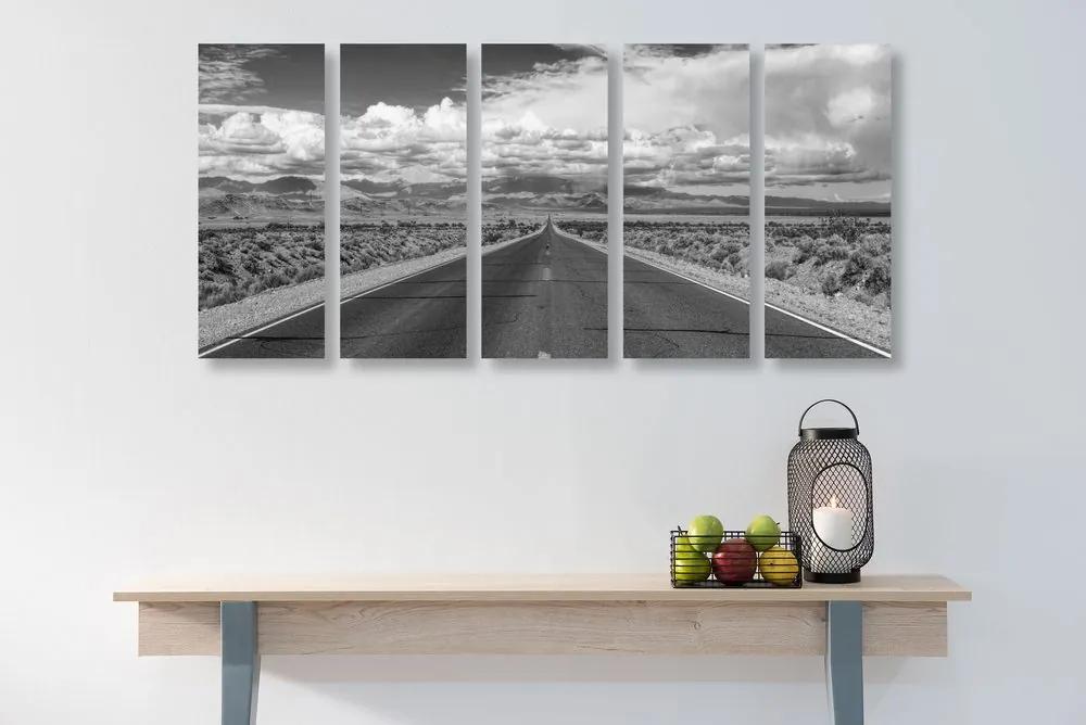 Εικόνα 5 τμημάτων ασπρόμαυρος δρόμος στην έρημο - 100x50