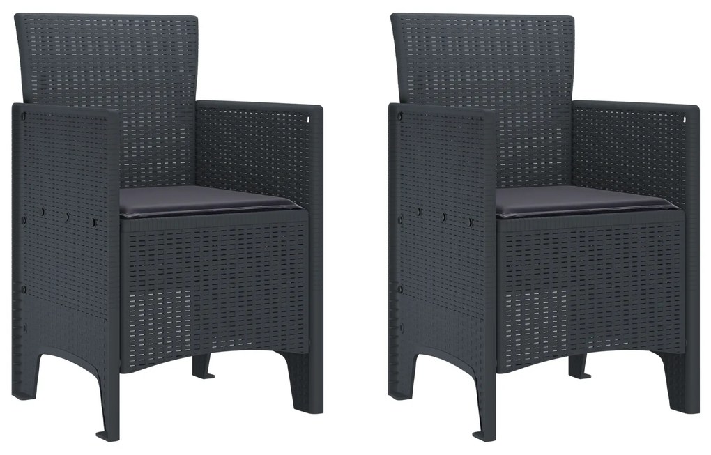 vidaXL Καρέκλα Κήπου 2 pcs Ανθρακί 53 x 49 x 85 εκ. PP