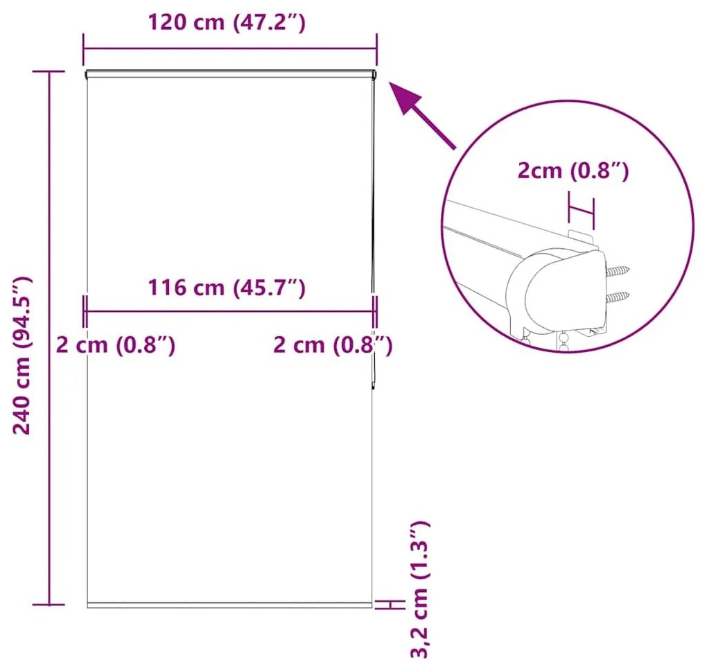 Κουρτίνα Μπάνιου Ρολό κασέτα 120x240εκ. Πλάτος υφάσματος 116εκ. - Γκρι