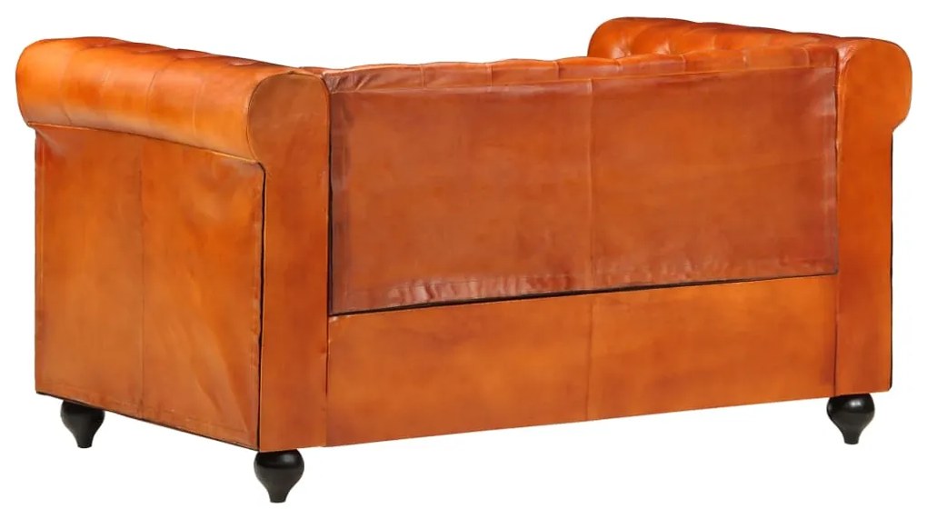 vidaXL Καναπές Διθέσιος Chesterfield Ταμπά από Γνήσιο Δέρμα