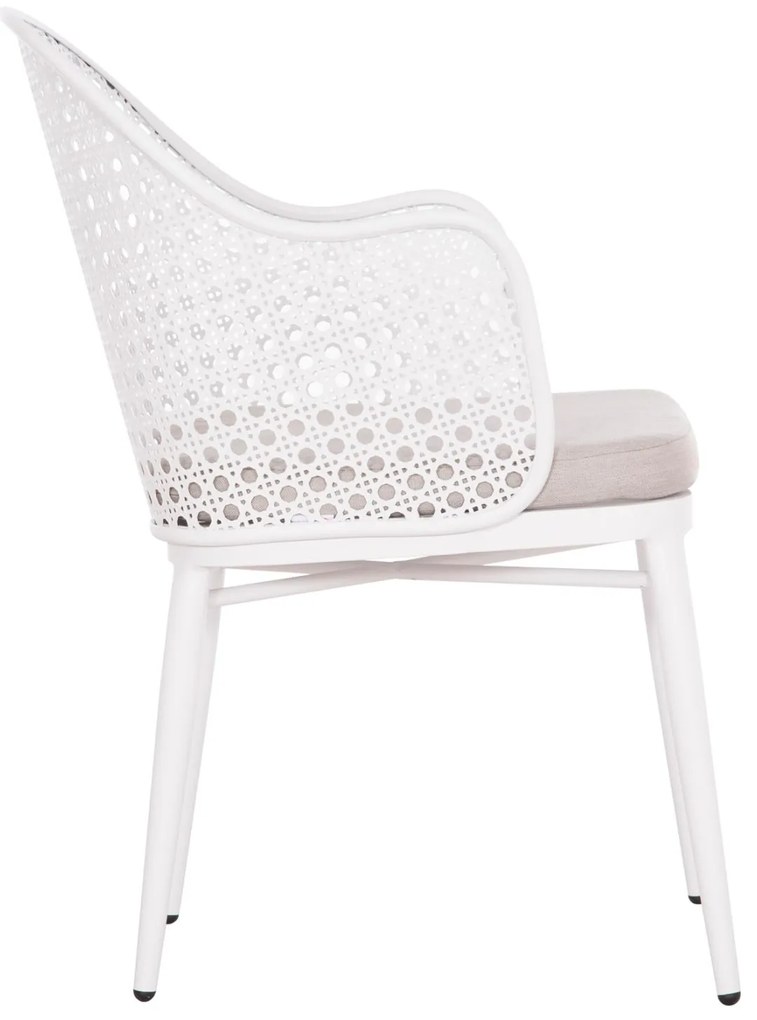 Καρέκλα - Πολυθρόνα OREGO C6268.02 Λευκή Αλουμινίου με Ανοιχτό Γκρί Μαξιλάρι 56x59x81Υεκ. 56x59x81 εκ.