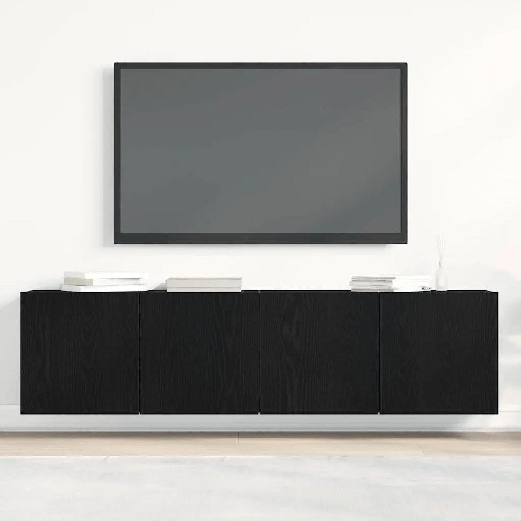 vidaXL Ντουλάπια Τηλεόρασης 2 τεμ. Μαύρο Δρυς 160x30x41 εκ. από Τεχνητό Ξύλο