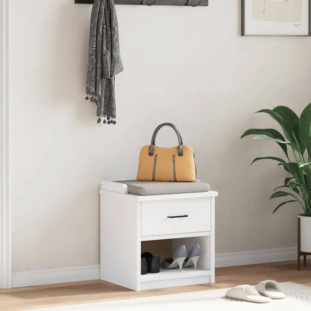 vidaXL Πάγκος διαδρόμου &quot;SANDNES&quot; Λευκό 45x40x50 εκ. Πεύκο μασίφ ξύλο