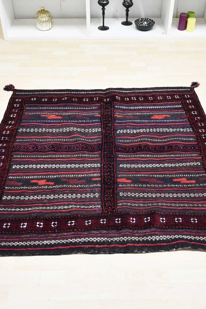 Χειροποίητο Χαλί Persian Kilim Wool Blue-Black-Red 135Χ133 135X133cm