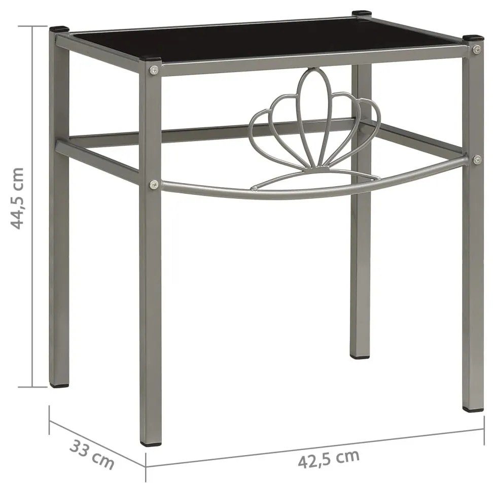 Κομοδίνο Γκρι / Μαύρο 42,5 x 33 x 44,5 εκ από Μέταλλο και Γυαλί - Μαύρο