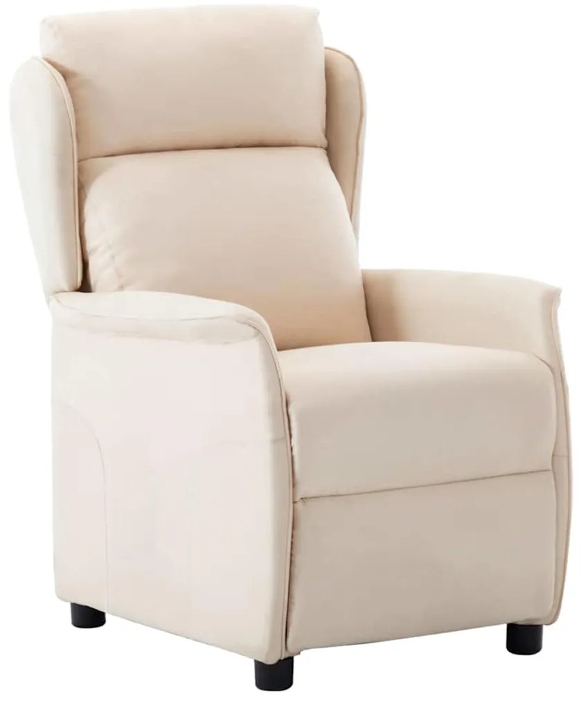 vidaXL Ανακλινόμενη πολυθρόνα Κρεμ 67.5 x 93.5 x 101.5 εκ ύφασμα
