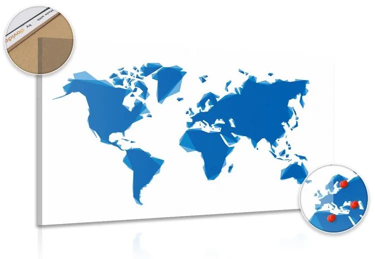 Εικόνα στον αφηρημένο παγκόσμιο χάρτη φελλού σε μπλε - 90x60  arrow