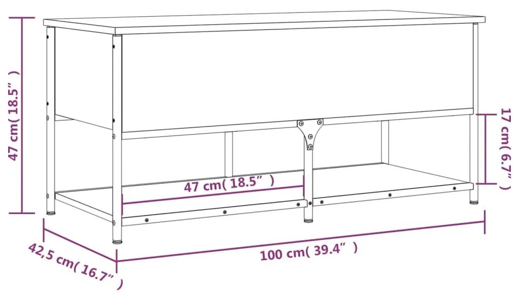 Παγκάκι Αποθήκευσης Καπνιστή Δρυς 100x42,5x47εκ. από Επεξ. Ξύλο - Καφέ