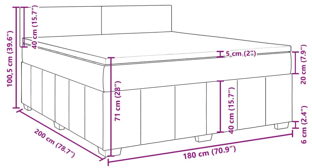 Κρεβάτι Boxspring με Στρώμα Taupe 180x200 εκ. Υφασμάτινο - Μπεζ-Γκρι