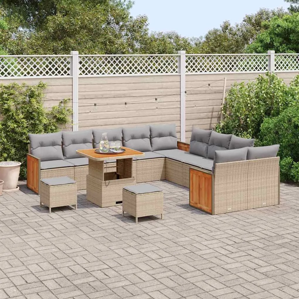 vidaXL Σετ Καναπέ Κήπου 13 pcs Μπεζ, Ανοιχτό γκρι 80 x 80 x 71 cm