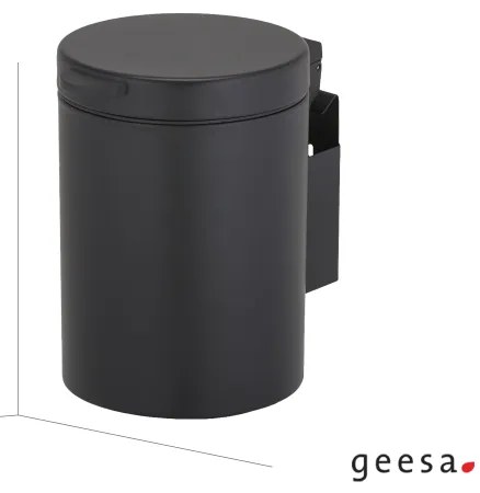 Χαρτοδοχείο Επιτοίχιο 3lt 100% Inox Ø22x23,5 cm Black Matt Geesa 644-400