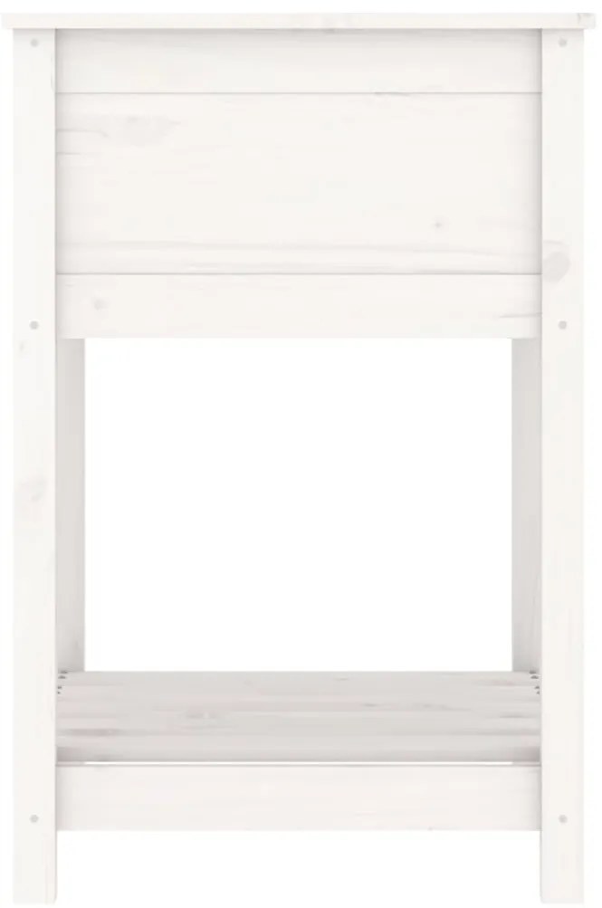 vidaXL Ζαρντινιέρα με Ράφι Λευκή 54 x 54 x 81 εκ. Μασίφ Ξύλο Πεύκου
