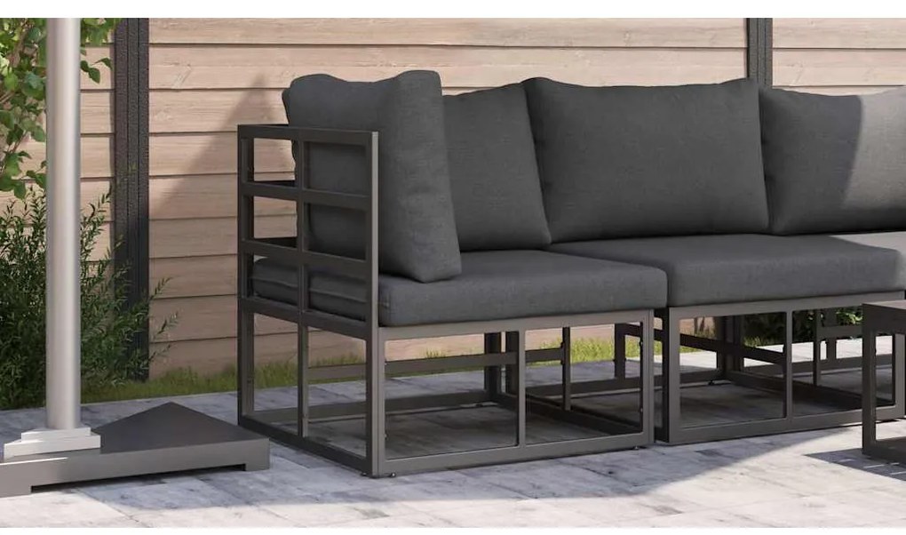 vidaXL Εξωτερικά Έπιπλα με μαξιλάρι Μαύρο 70 x 71.5 x 32 εκ Μέταλλο