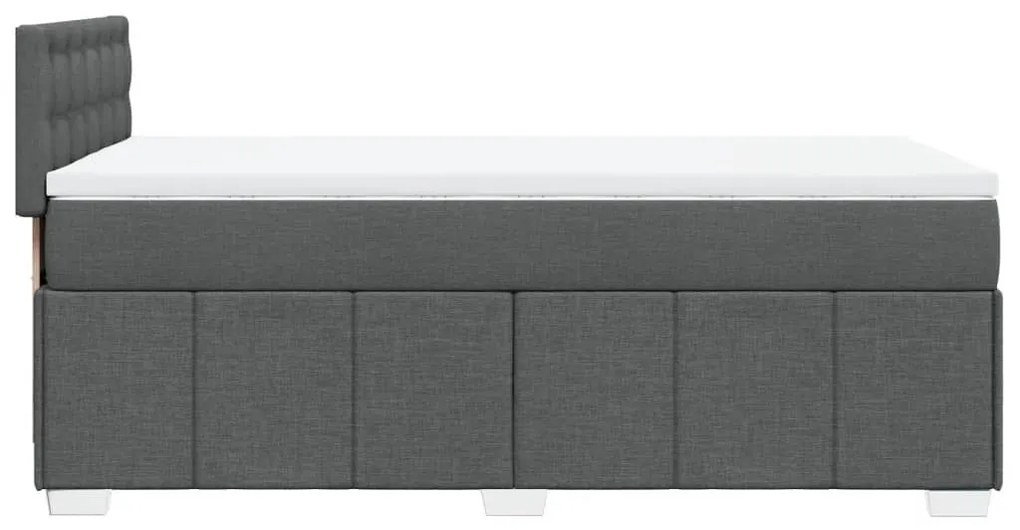 Κρεβάτι Boxspring με Στρώμα Σκούρο Γκρι 90x200 εκ. Υφασμάτινο - Γκρι