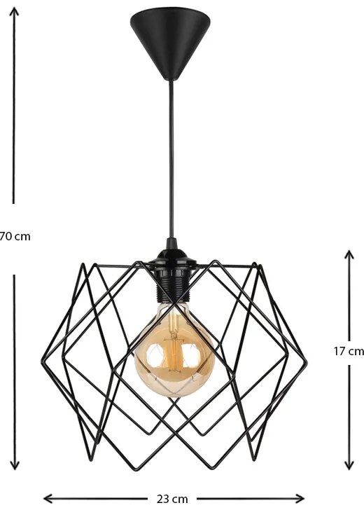 Φωτιστικό οροφής Pyant Megapap μεταλλικό μονόφωτο χρώμα μαύρο 23x17x70εκ.