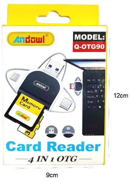 Andowl 4 σε 1 OTG Card Reader - Συσκευές ανάγνωσης καρτών μνήμης με 3 υποδοχές Q-OTG90 - Card Reader Q-OTG90