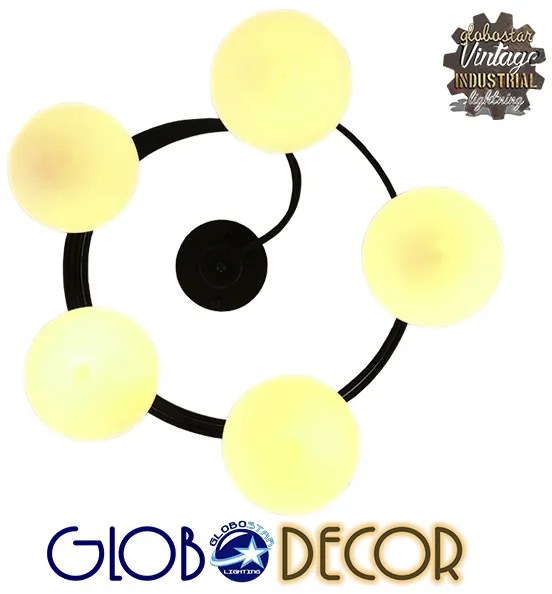 GloboStar SELINA 01090 Μοντέρνο Φωτιστικό Οροφής Πολύφωτο Μαύρο Μεταλλικό με Λευκό Γυαλί Φ63 x Y47cm - 01090