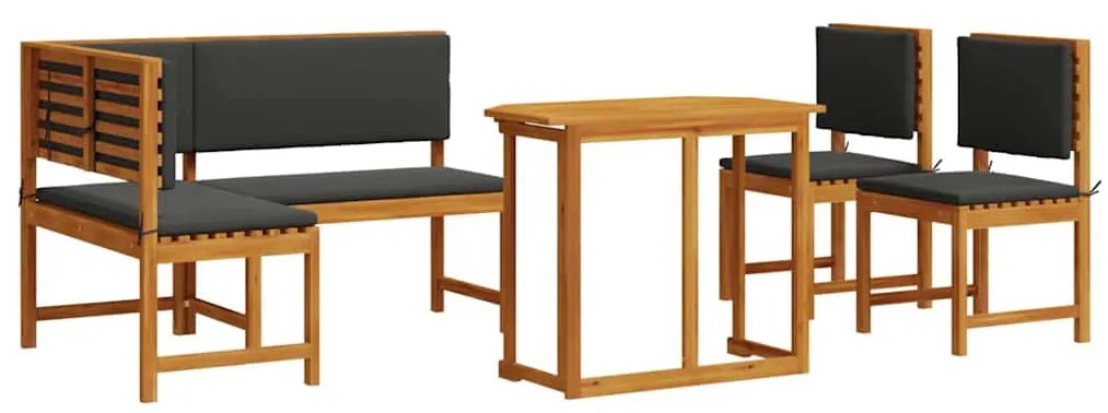 vidaXL Σετ Παγκάκι Κήπου 4 pcs Καφέ Στερεό Ξύλο Ακακίας