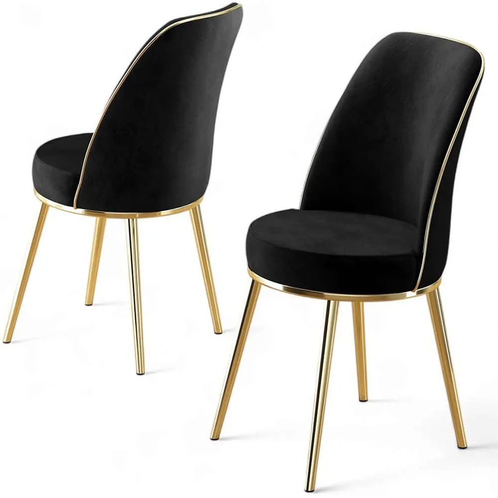 Καρέκλα Pefa Babyface (Σετ 4Τμχ) 240CHR1556 45x42x91cm Black-Gold Μέταλλο,Ύφασμα