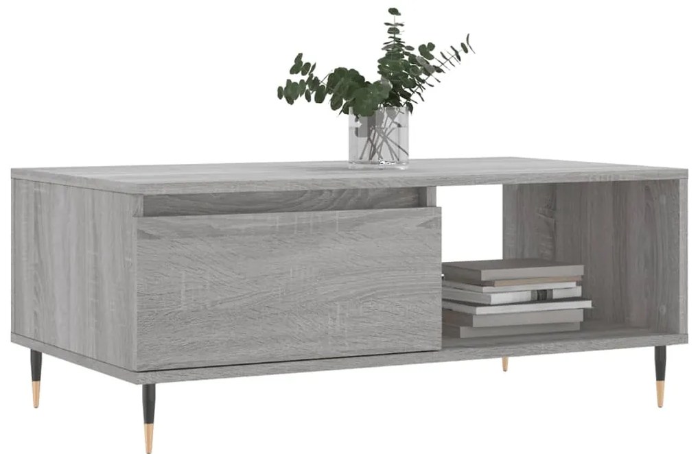 vidaXL Τραπεζάκι Σαλονιού Γκρι Sonoma 90x50x36,5εκ. Επεξεργασμένο Ξύλο